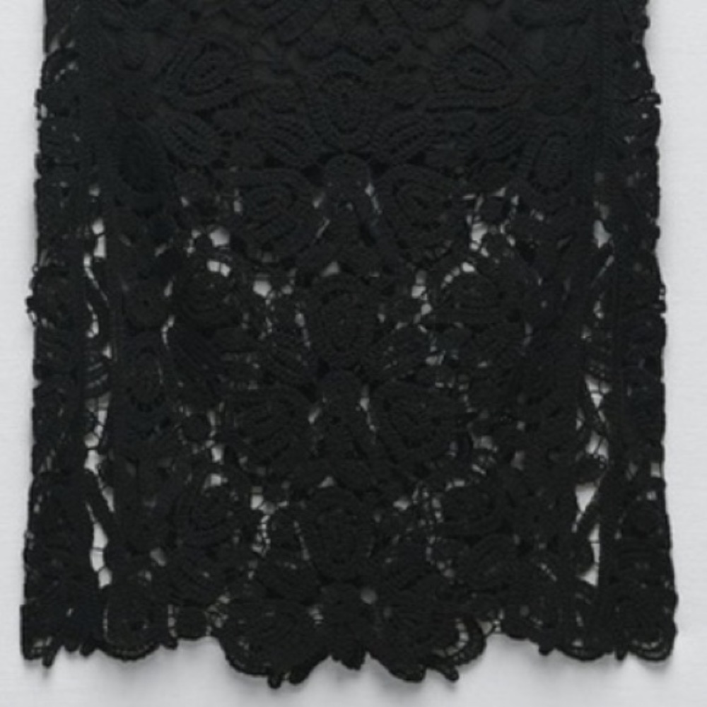 ZARA MACRAMÉ LACE KNIT DRESS - Picture 15 of 16